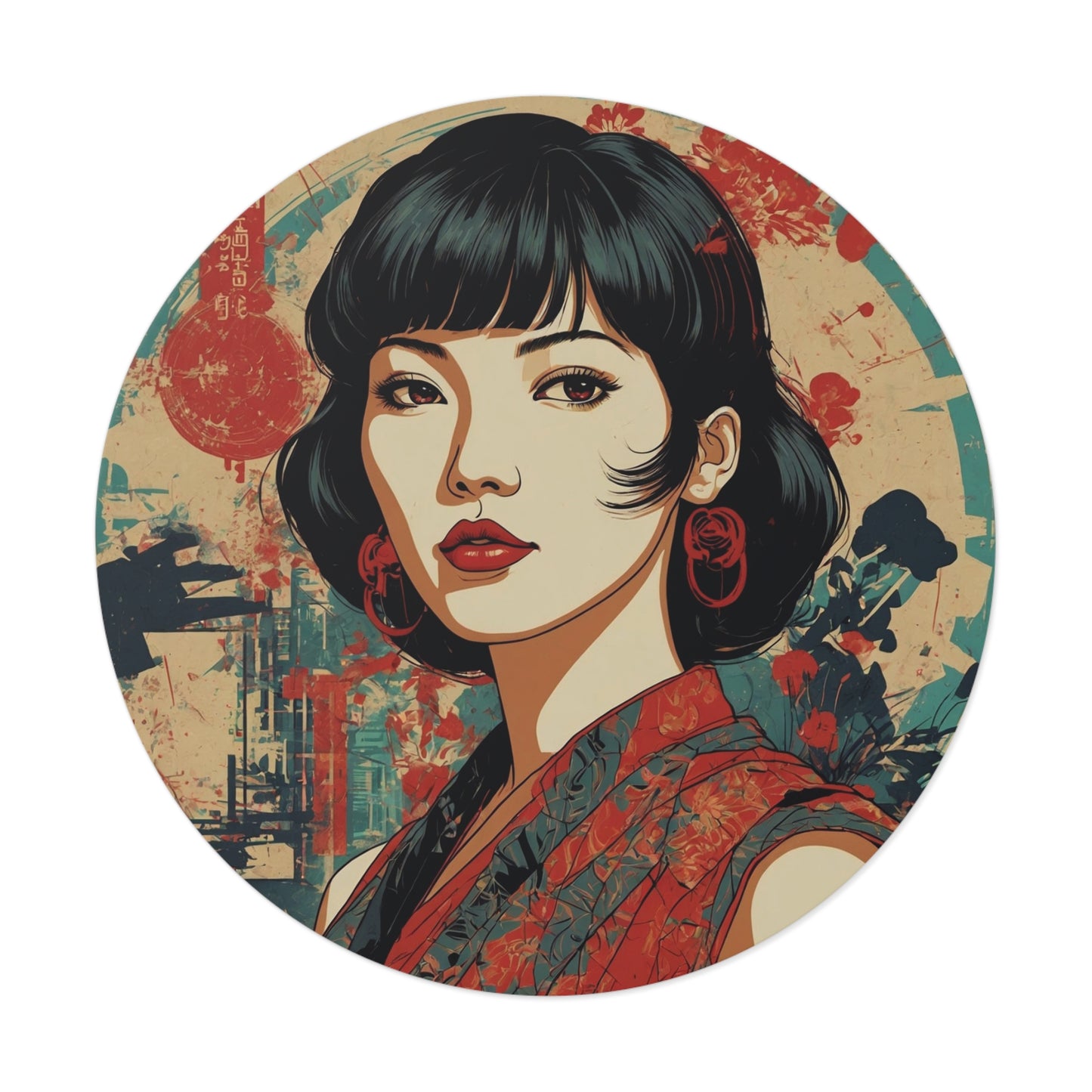 CHIC - Retro Pop Art Woman Round Vinyl Sticker — 6