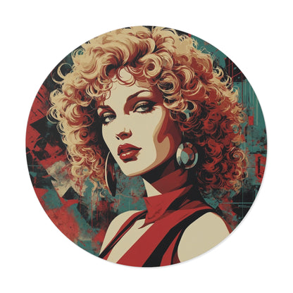 CHIC - Retro Pop Art Woman Round Vinyl Sticker — 3