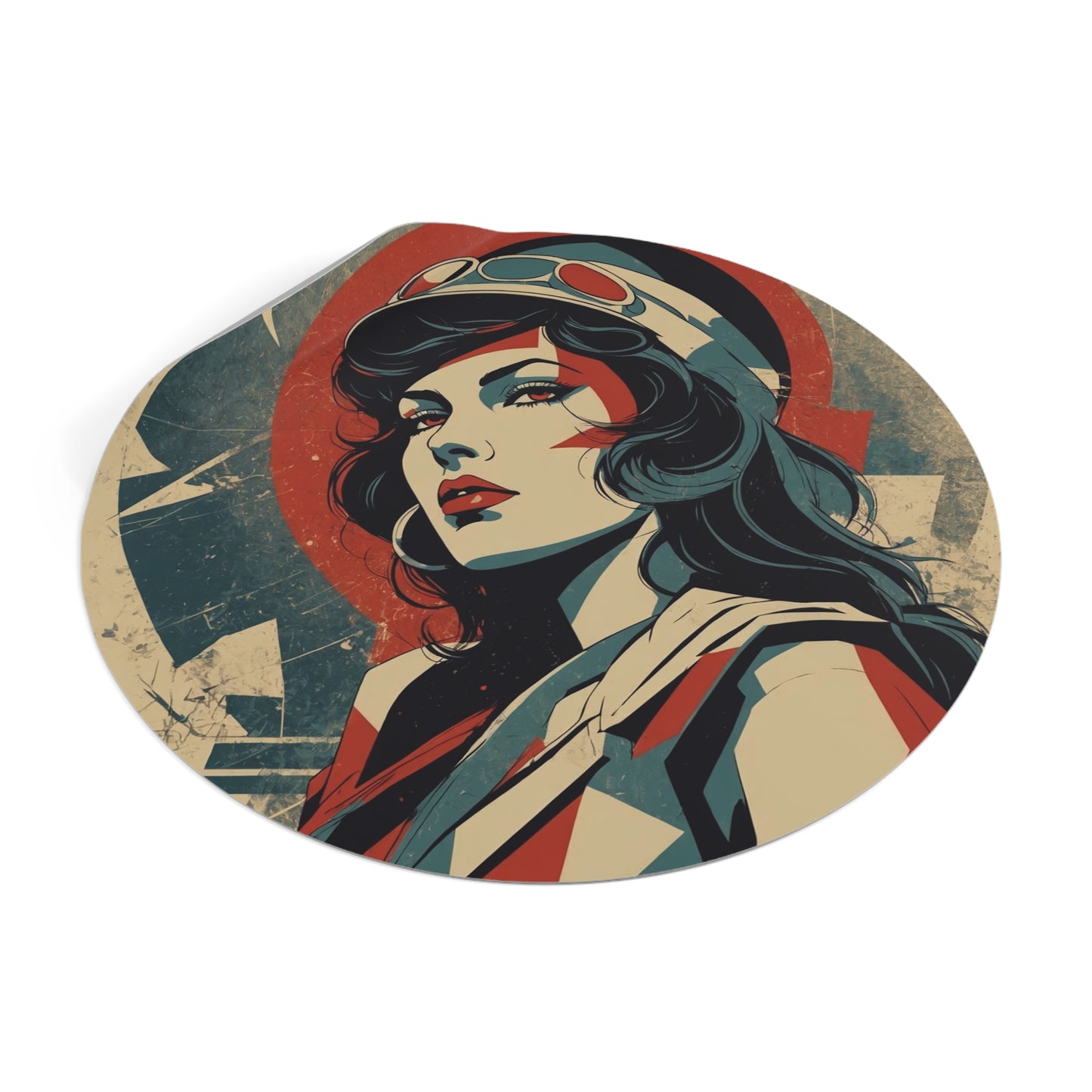 CHIC - Retro Pop Art Woman Round Vinyl Sticker — 14