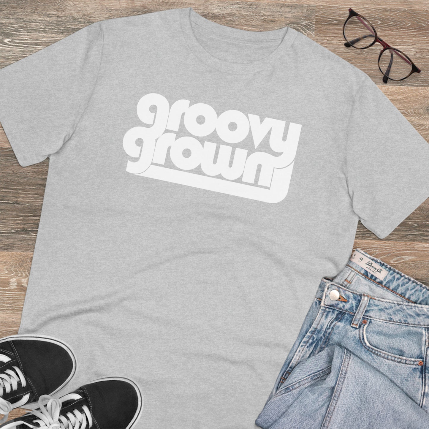 GROOVY GROWN - WHITE LOGO - Organic Creator T-shirt - Unisex