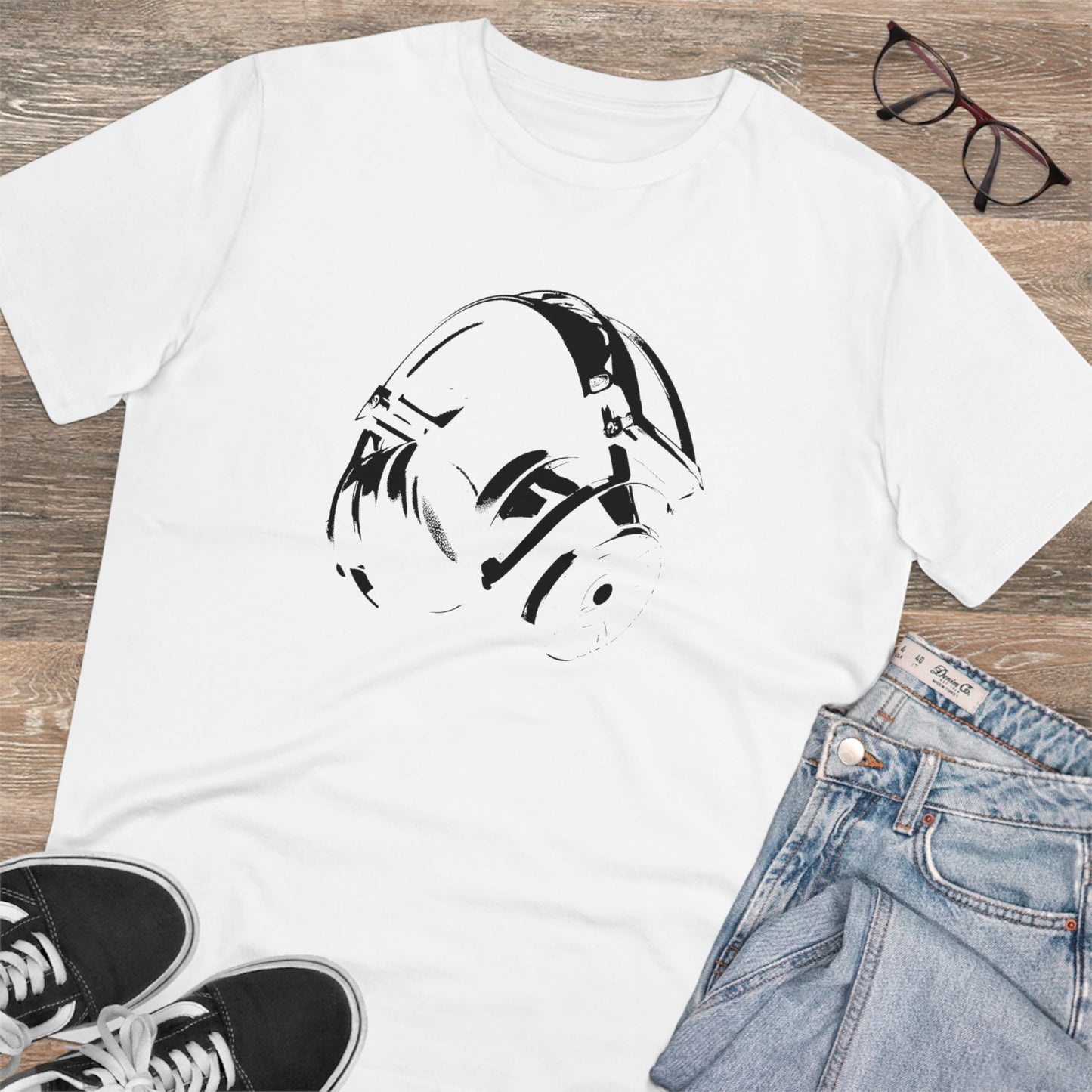 HEADPHONES - BLACK LOGO - Organic Creator T-shirt - Unisex