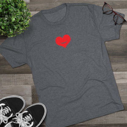 +HEART SMILE RED - Unisex Tri-Blend Crew Tee