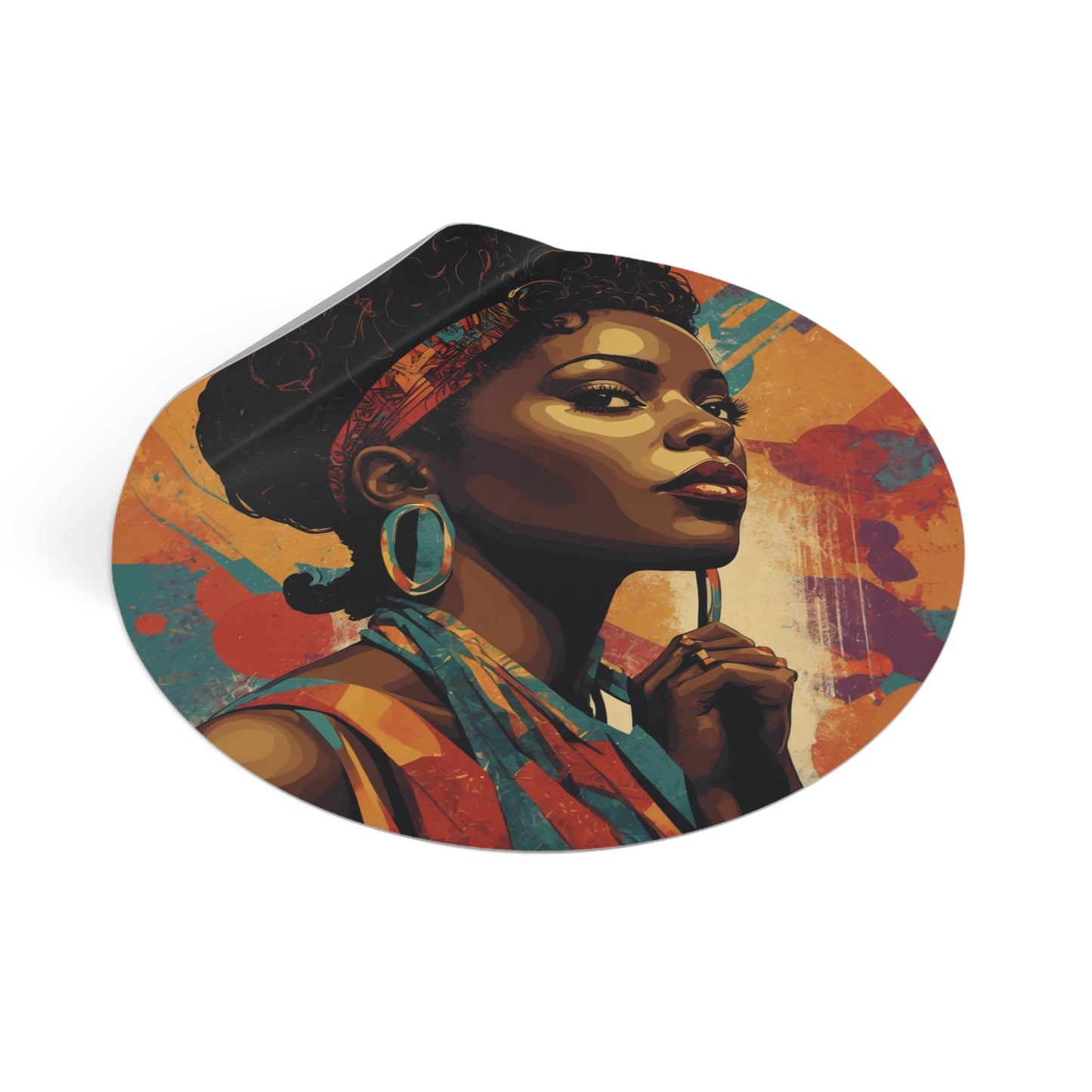 CHIC - Retro Pop Art Woman Round Vinyl Sticker — 5