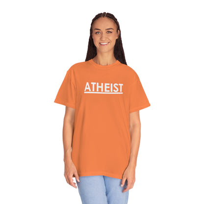 ATHEIST (white logo) - Unisex Garment-Dyed T-shirt