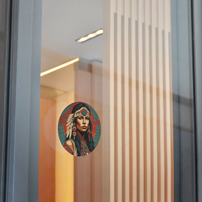 CHIC - Retro Pop Art Woman Round Vinyl Sticker — 8