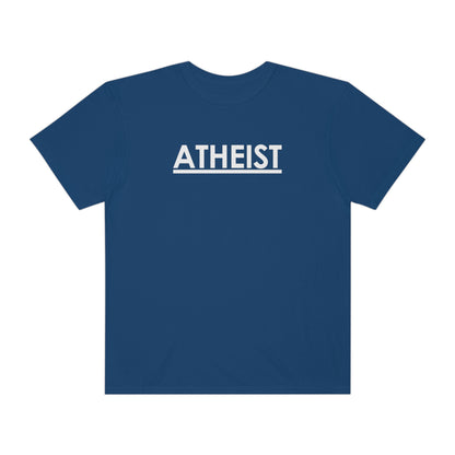ATHEIST (white logo) - Unisex Garment-Dyed T-shirt