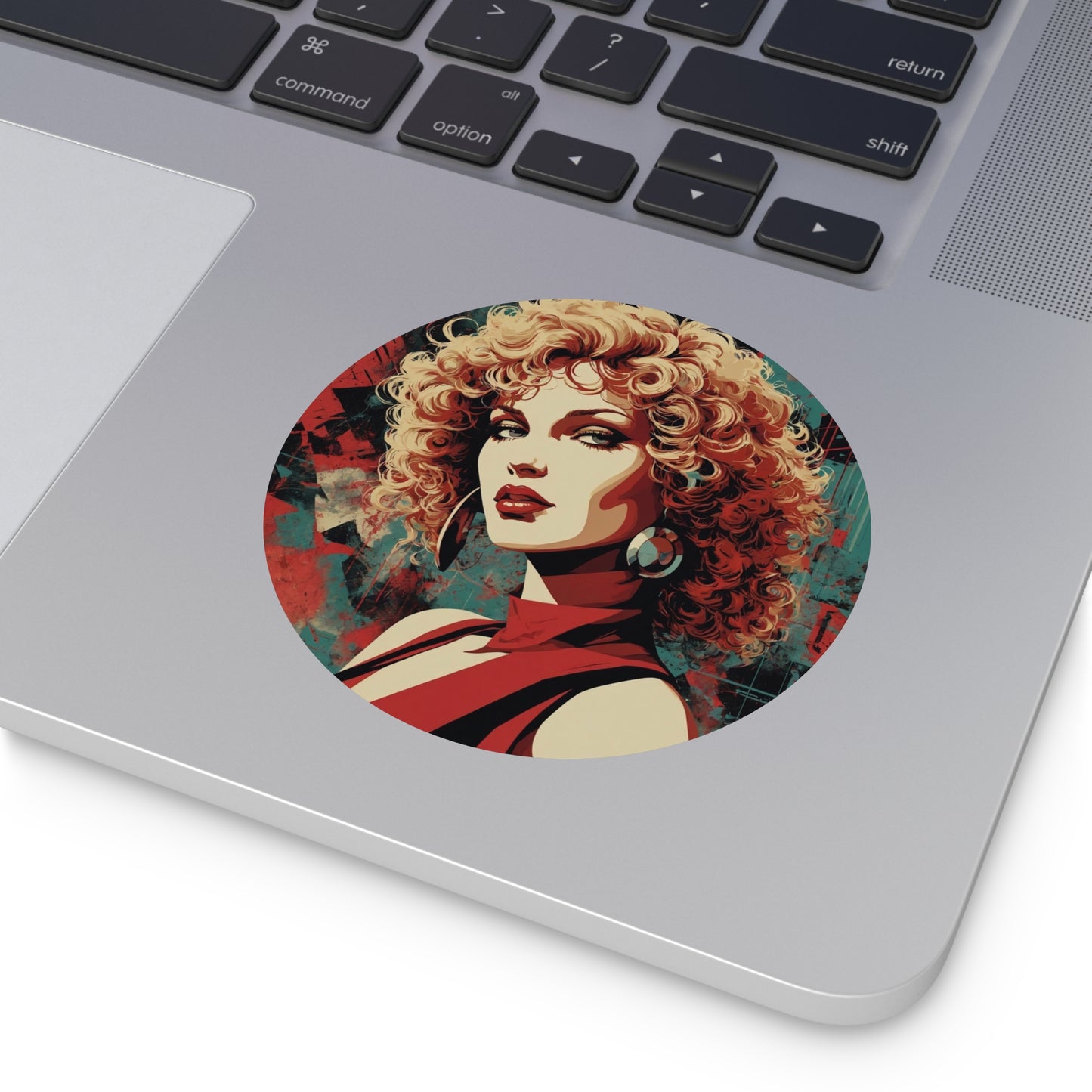 CHIC - Retro Pop Art Woman Round Vinyl Sticker — 3