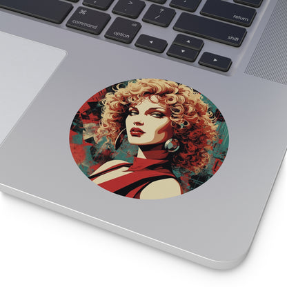 CHIC - Retro Pop Art Woman Round Vinyl Sticker — 3