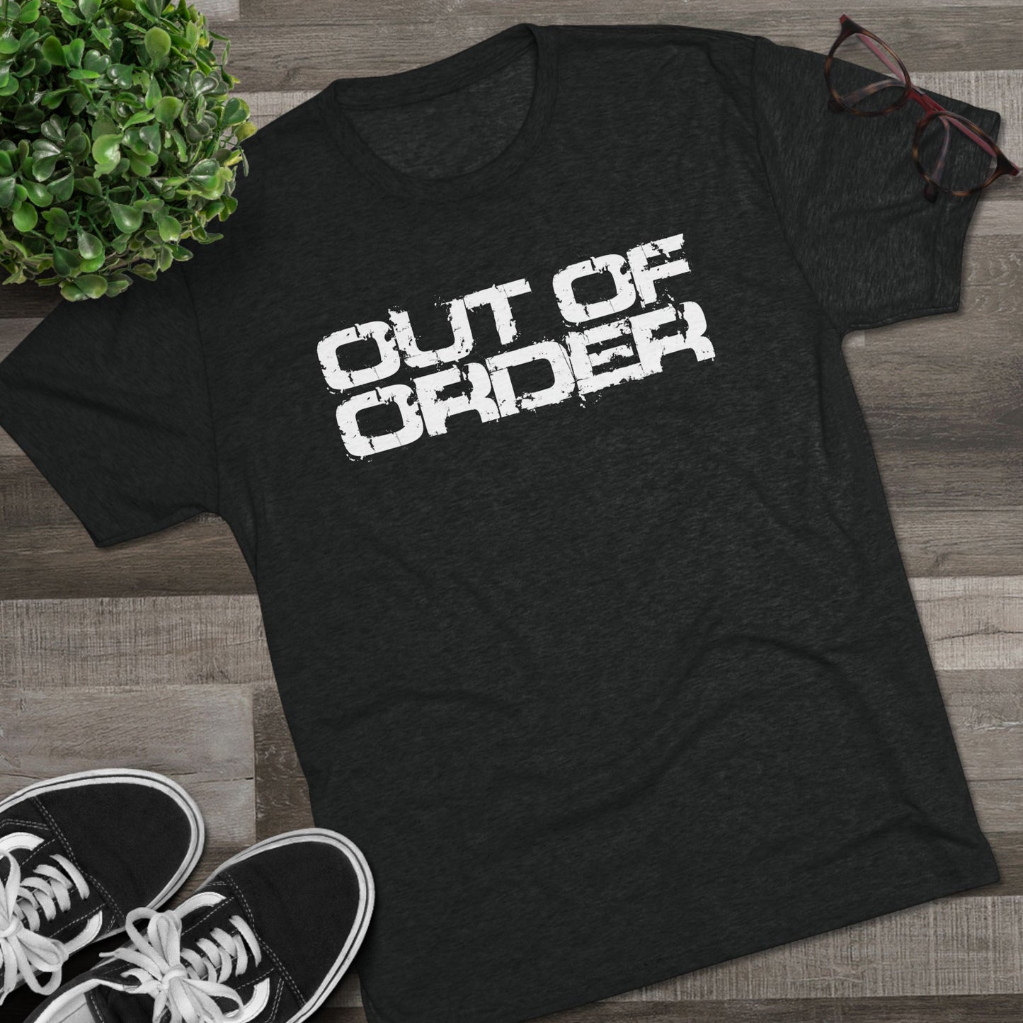 OUT OF ORDER - WHITE - Unisex Tri-Blend Crew Tee