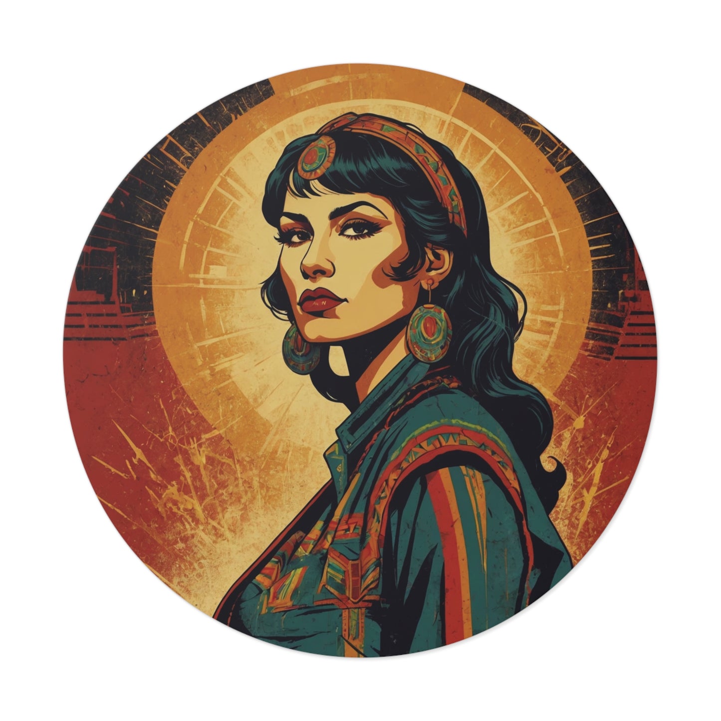 CHIC - Retro Pop Art Woman Round Vinyl Sticker — 9