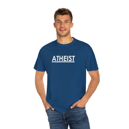 ATHEIST (white logo) - Unisex Garment-Dyed T-shirt