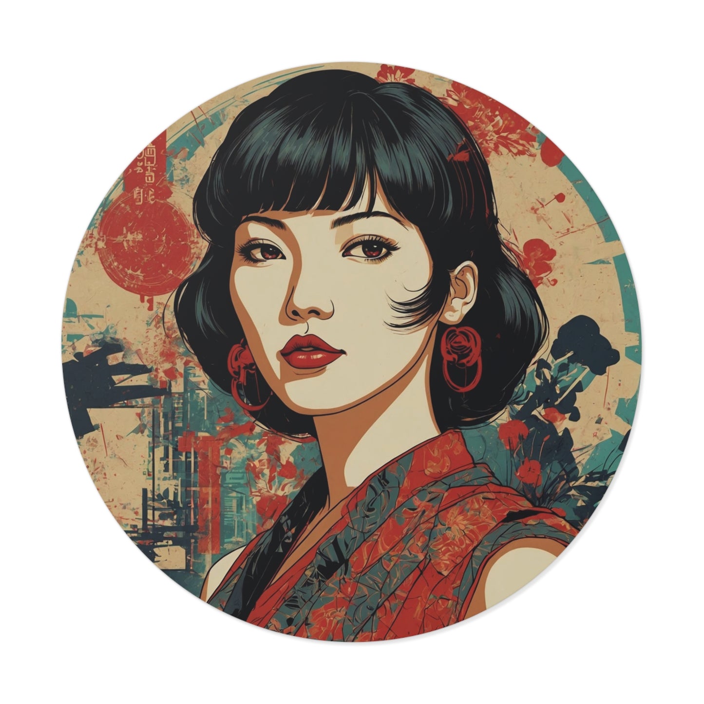 CHIC - Retro Pop Art Woman Round Vinyl Sticker — 6