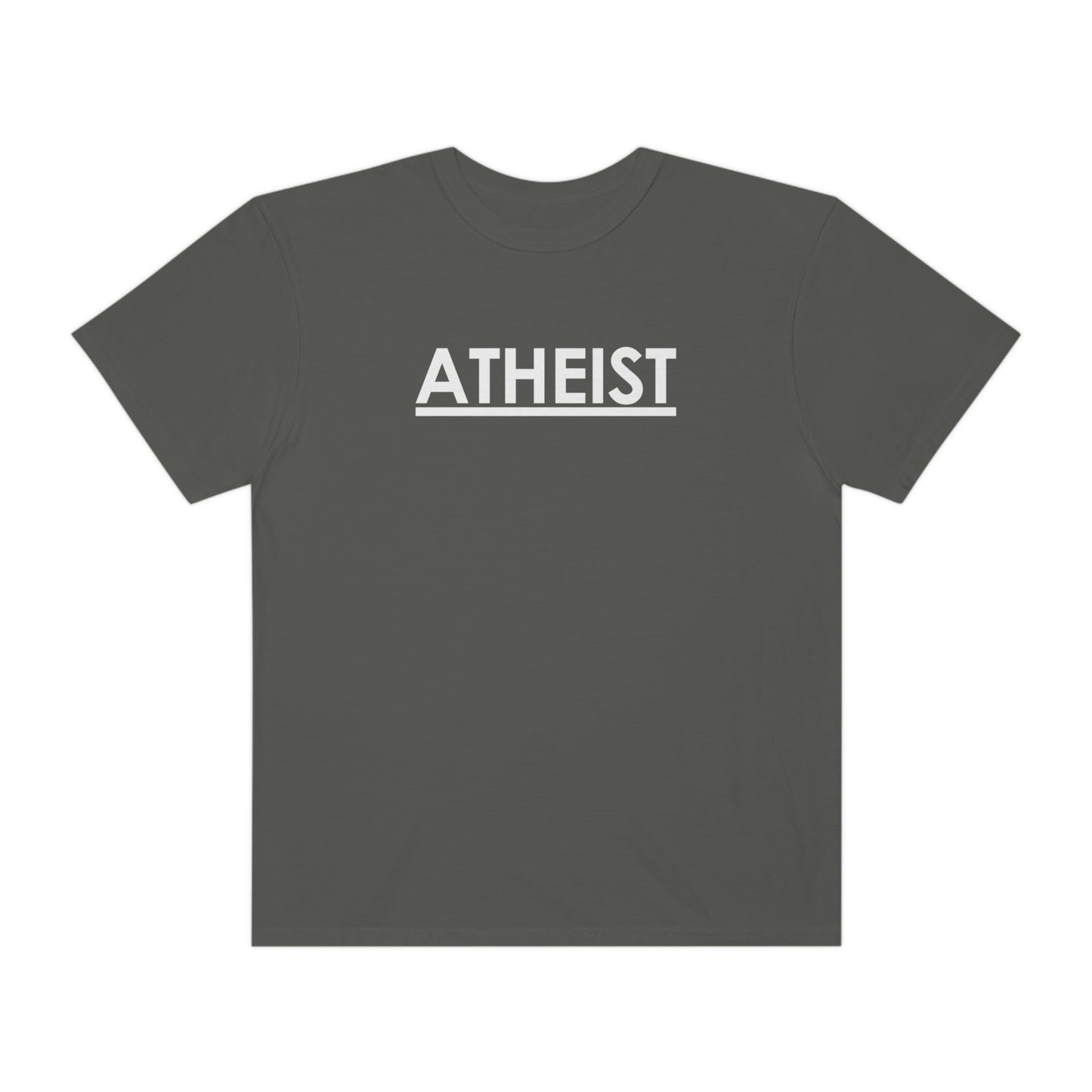 ATHEIST (white logo) - Unisex Garment-Dyed T-shirt