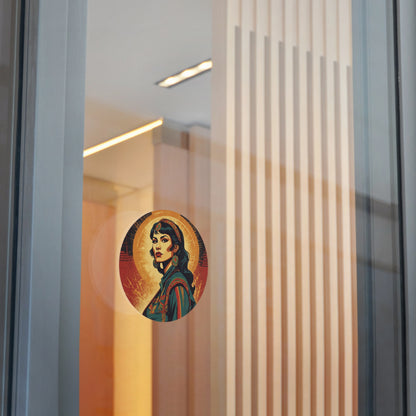 CHIC - Retro Pop Art Woman Round Vinyl Sticker — 9