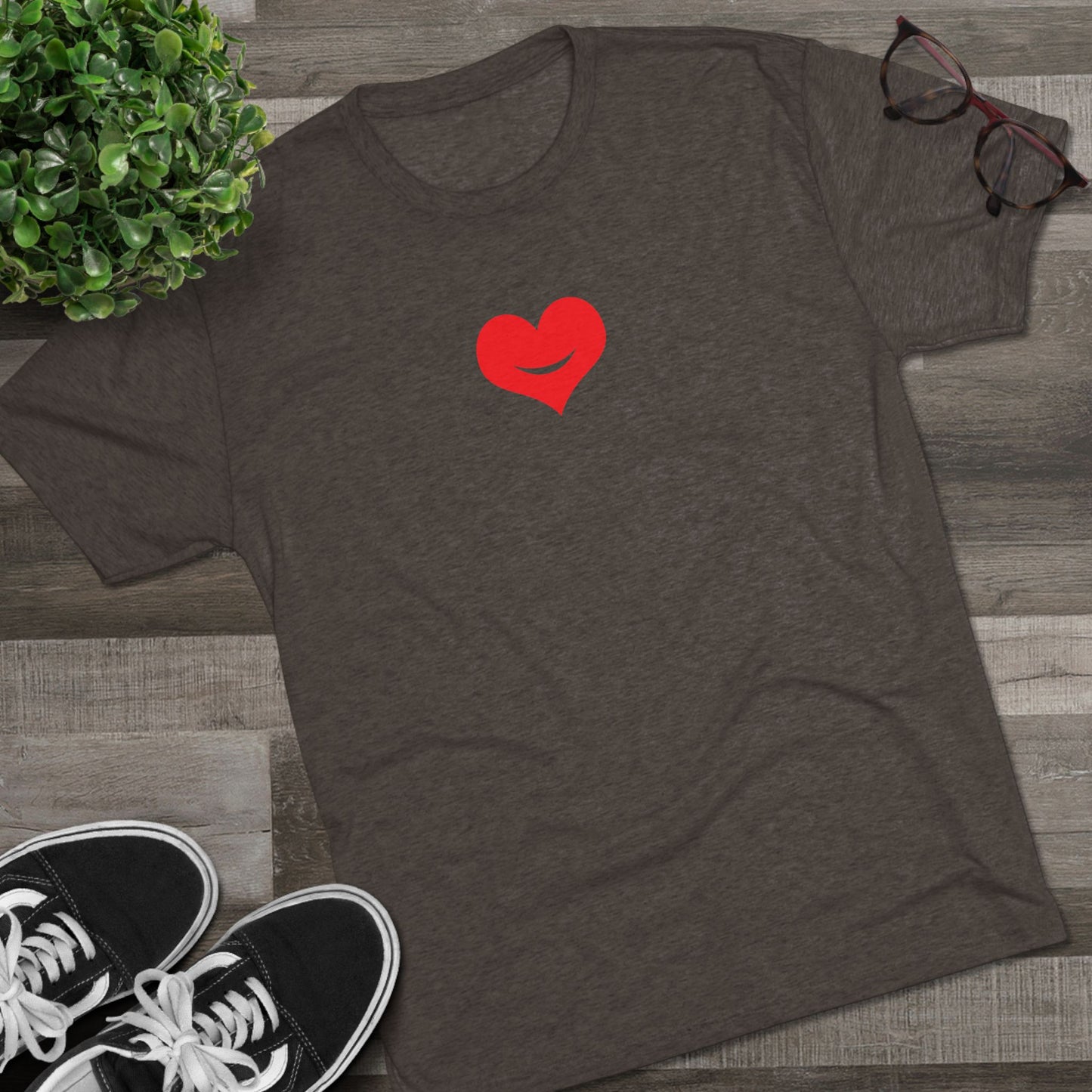 +HEART SMILE RED - Unisex Tri-Blend Crew Tee
