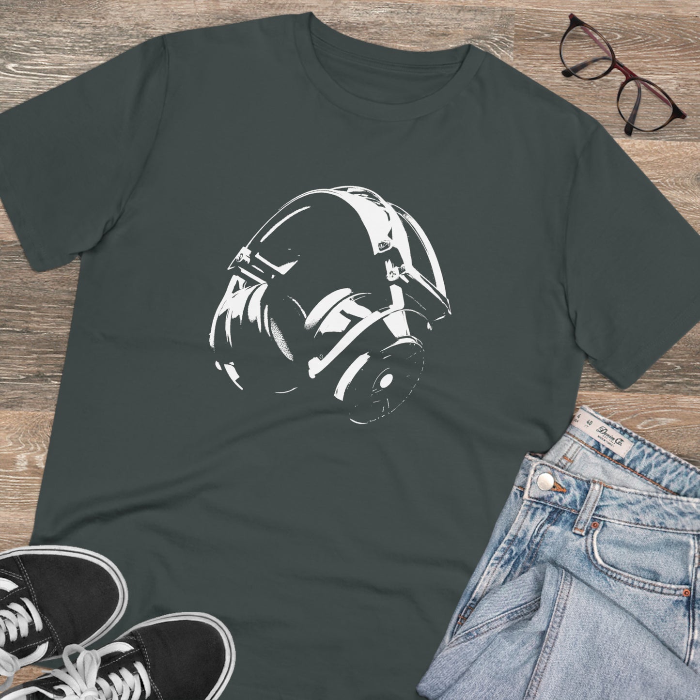 HEADPHONES - WHITE LOGO - Organic Creator T-shirt - Unisex