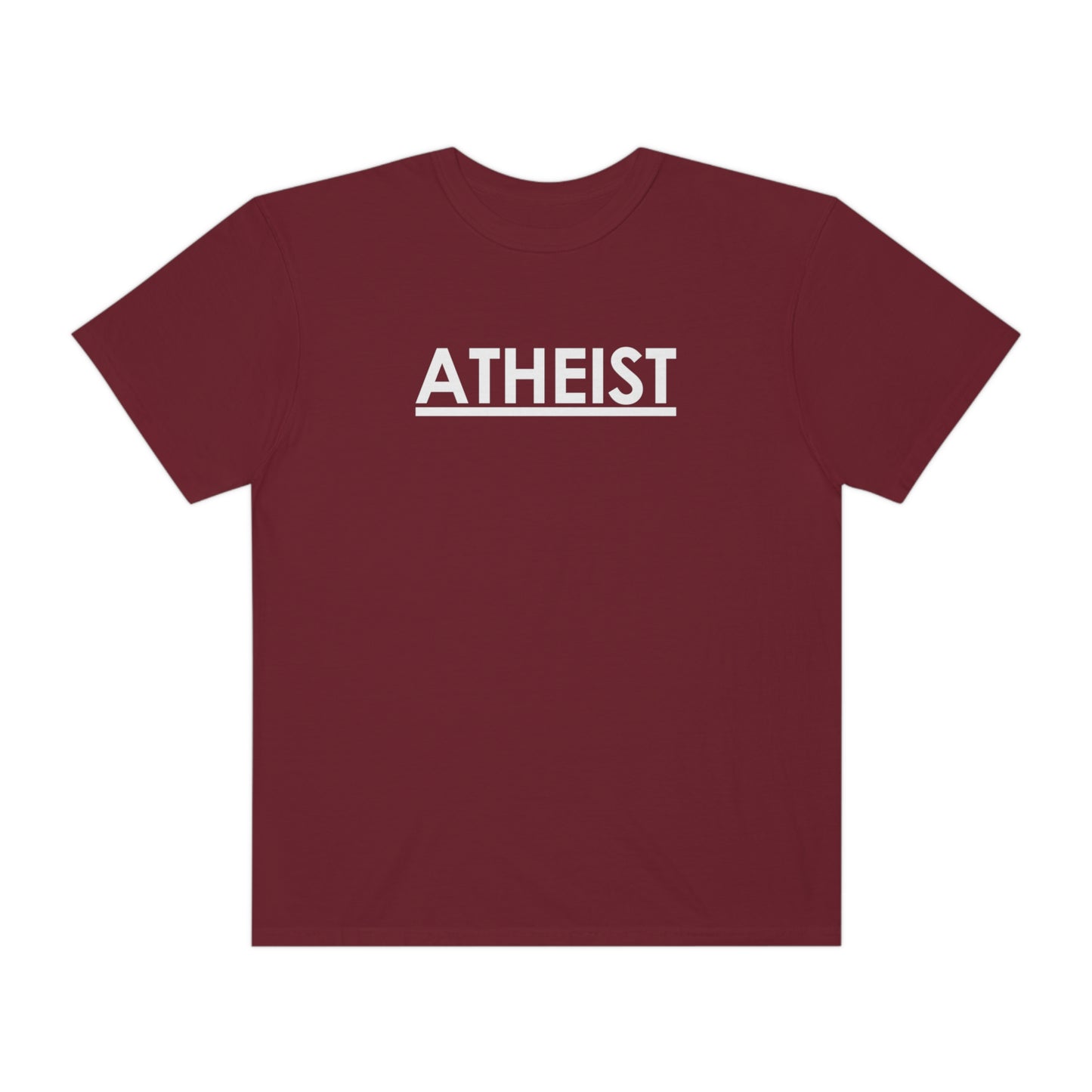 ATHEIST (white logo) - Unisex Garment-Dyed T-shirt