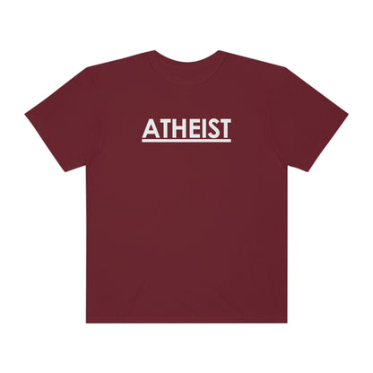 ATHEIST (white logo) - Unisex Garment-Dyed T-shirt