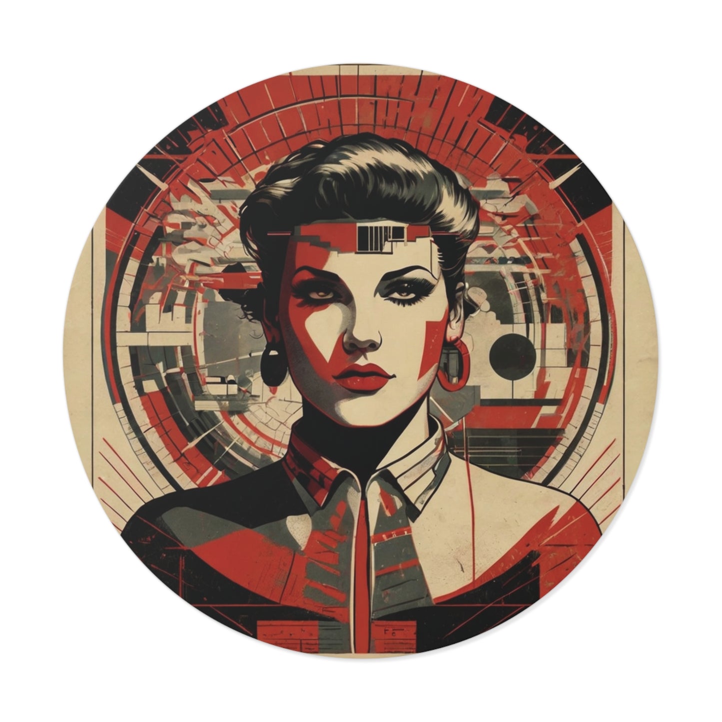 CHIC - Retro Pop Art Woman Round Vinyl Sticker — 4