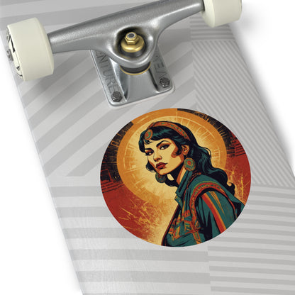 CHIC - Retro Pop Art Woman Round Vinyl Sticker — 9