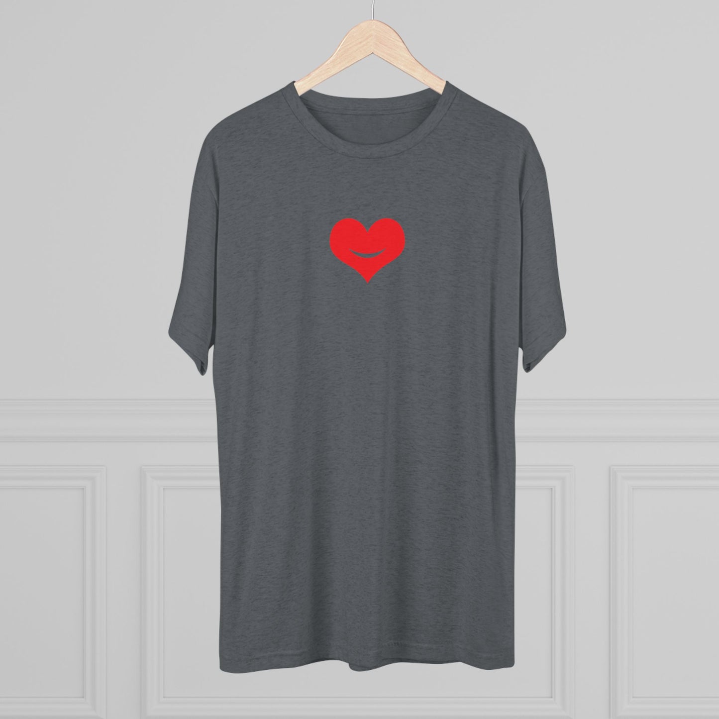 +HEART SMILE RED - Unisex Tri-Blend Crew Tee
