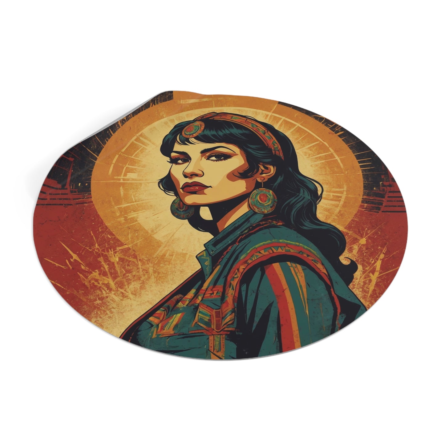 CHIC - Retro Pop Art Woman Round Vinyl Sticker — 9