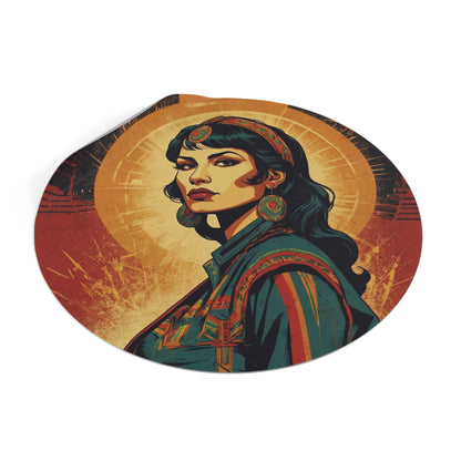 CHIC - Retro Pop Art Woman Round Vinyl Sticker — 9