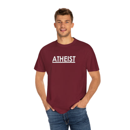 ATHEIST (white logo) - Unisex Garment-Dyed T-shirt