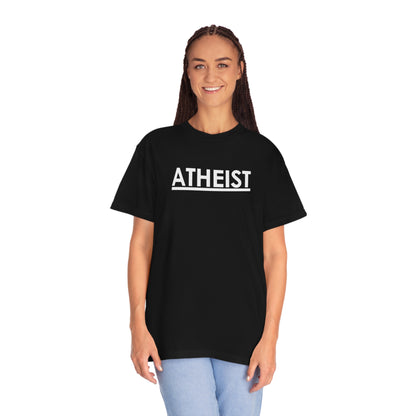 ATHEIST (white logo) - Unisex Garment-Dyed T-shirt