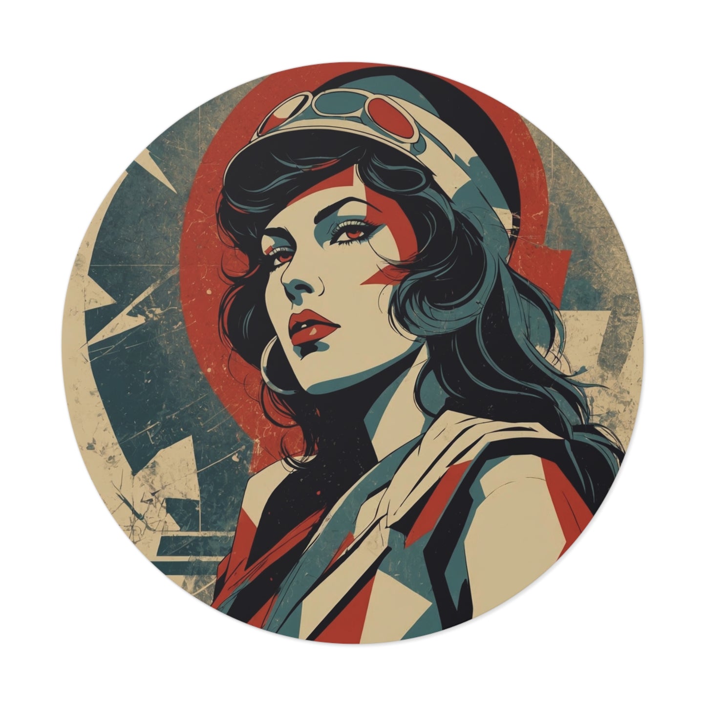 CHIC - Retro Pop Art Woman Round Vinyl Sticker — 14