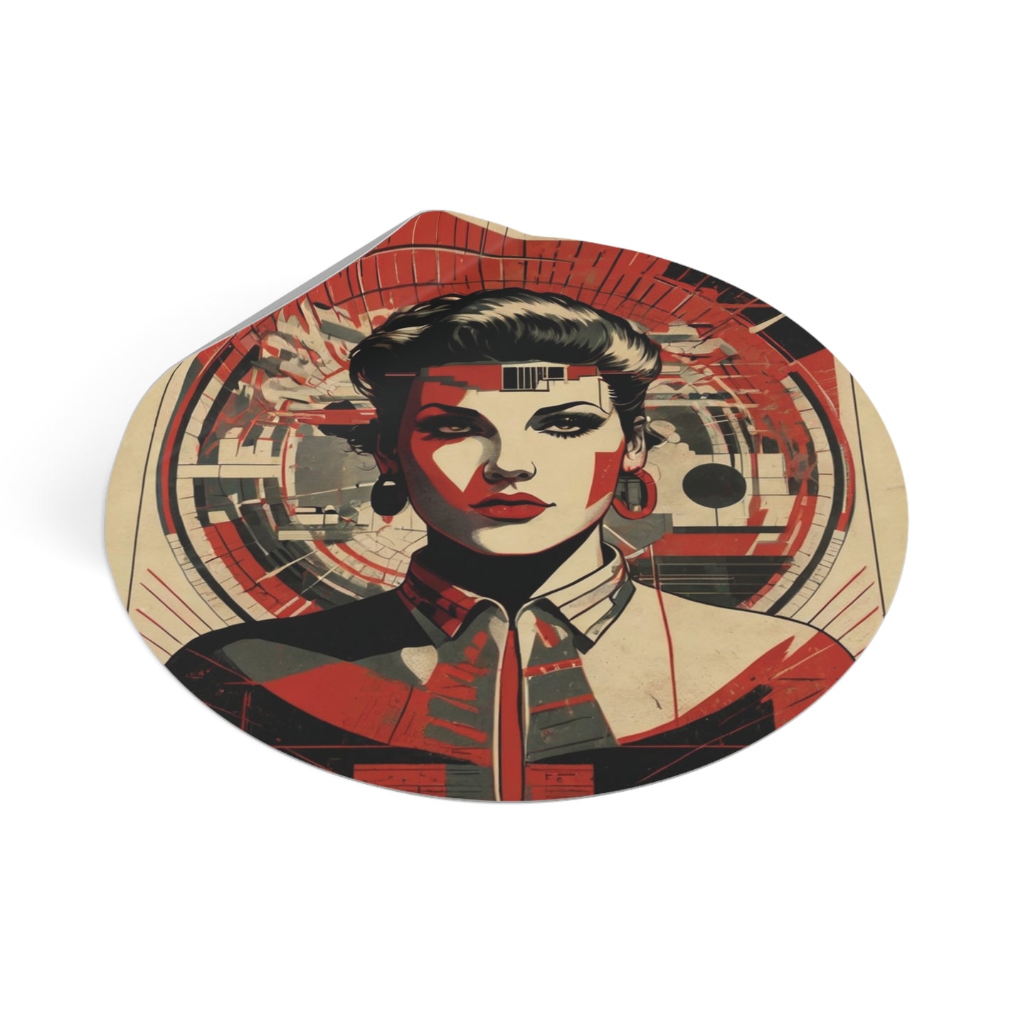 CHIC - Retro Pop Art Woman Round Vinyl Sticker — 4
