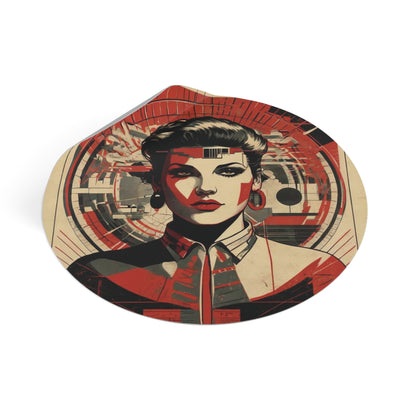 CHIC - Retro Pop Art Woman Round Vinyl Sticker — 4