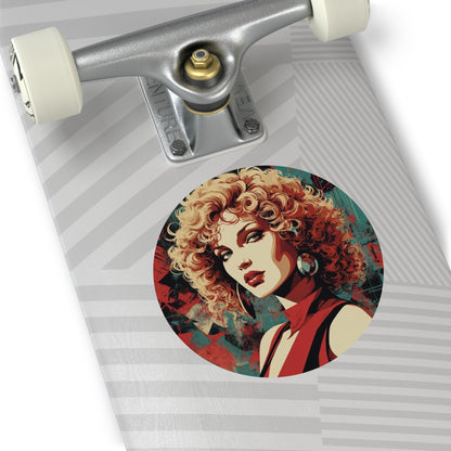 CHIC - Retro Pop Art Woman Round Vinyl Sticker — 3