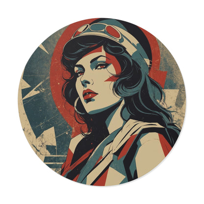 CHIC - Retro Pop Art Woman Round Vinyl Sticker — 14
