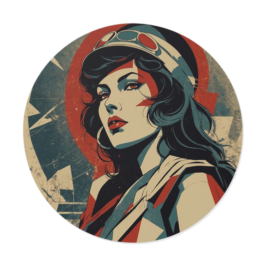 CHIC - Retro Pop Art Woman Round Vinyl Sticker — 14