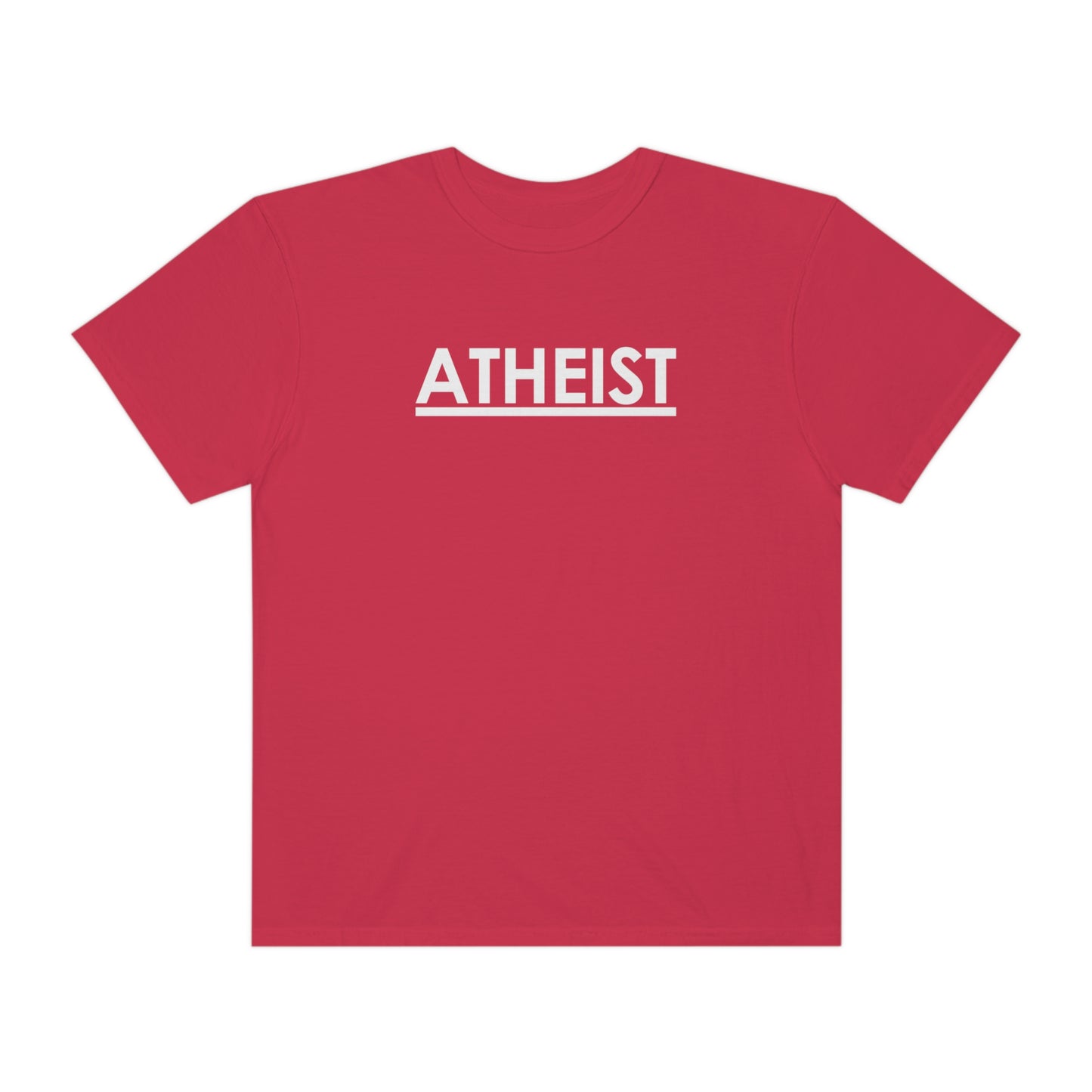 ATHEIST (white logo) - Unisex Garment-Dyed T-shirt