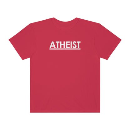 ATHEIST (white logo) - Unisex Garment-Dyed T-shirt