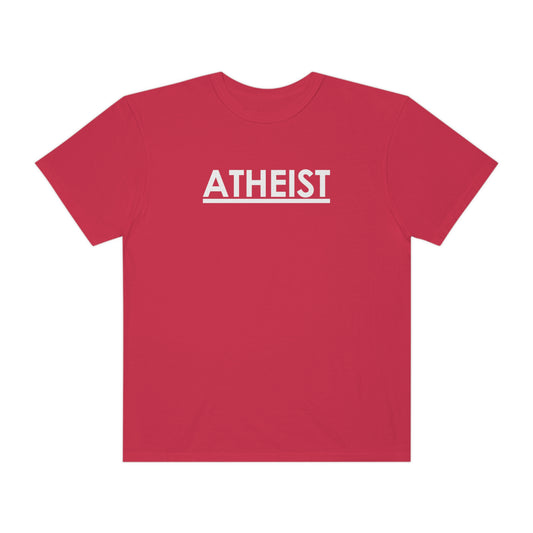ATHEIST (white logo) - Unisex Garment-Dyed T-shirt