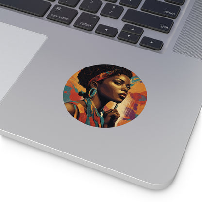 CHIC - Retro Pop Art Woman Round Vinyl Sticker — 5