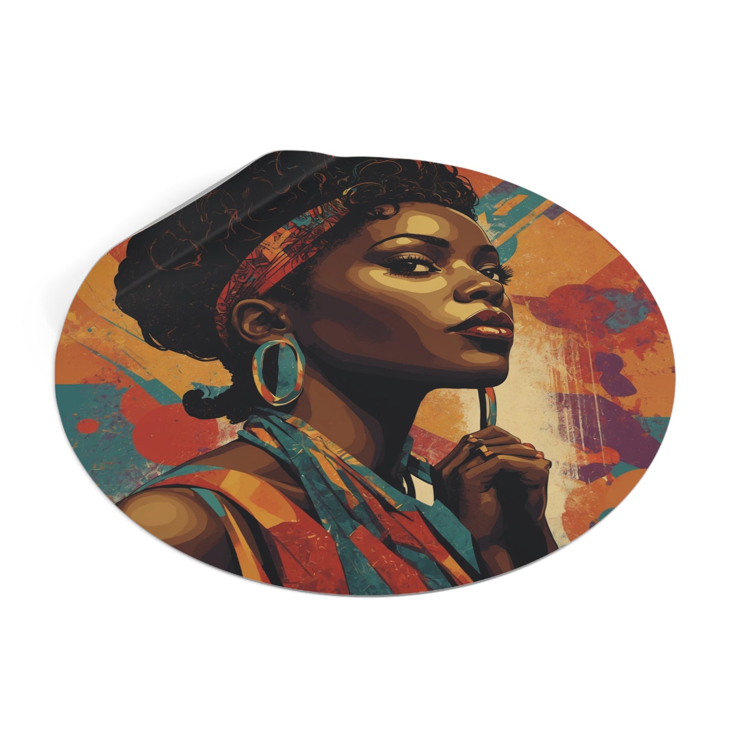 CHIC - Retro Pop Art Woman Round Vinyl Sticker — 5