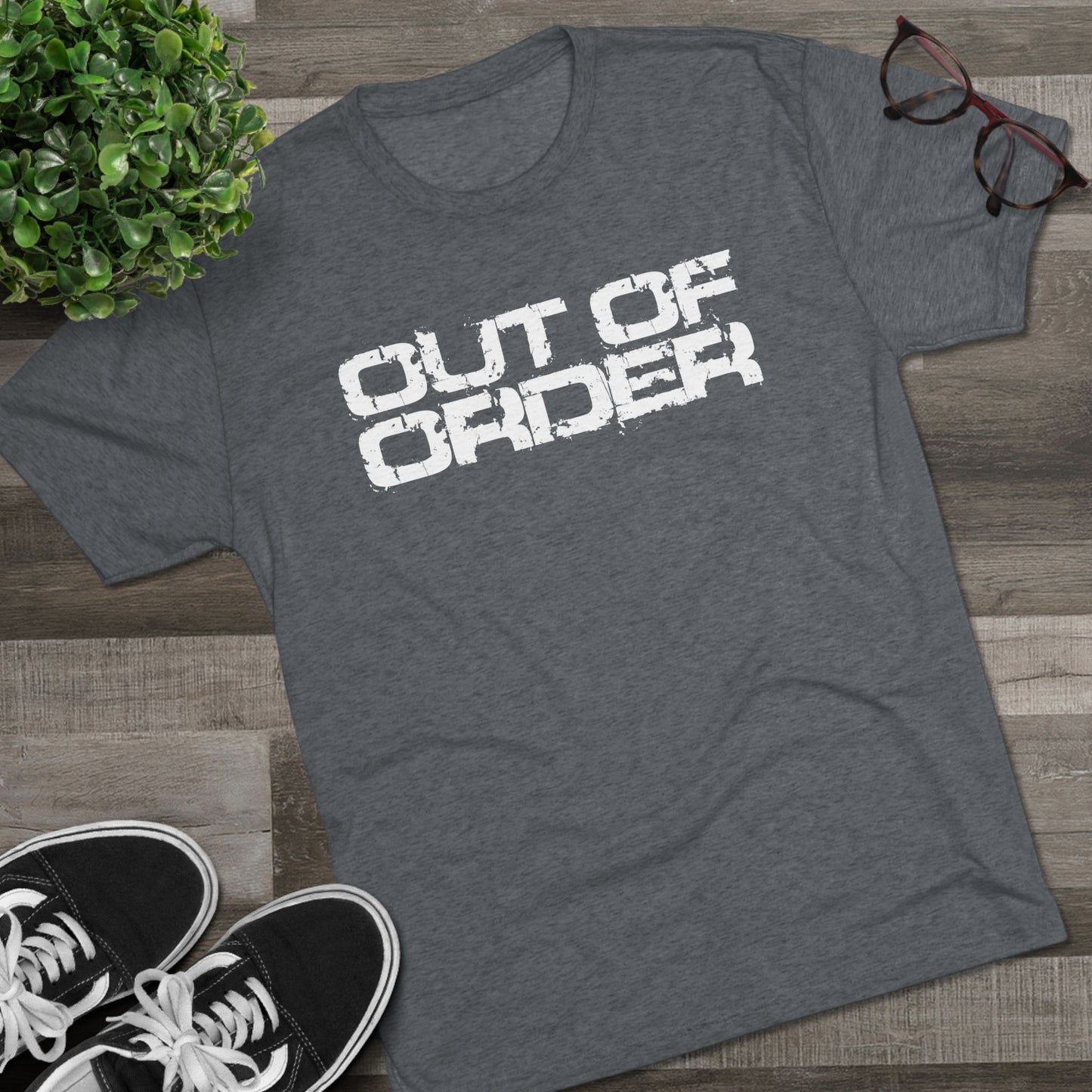 OUT OF ORDER - WHITE - Unisex Tri-Blend Crew Tee