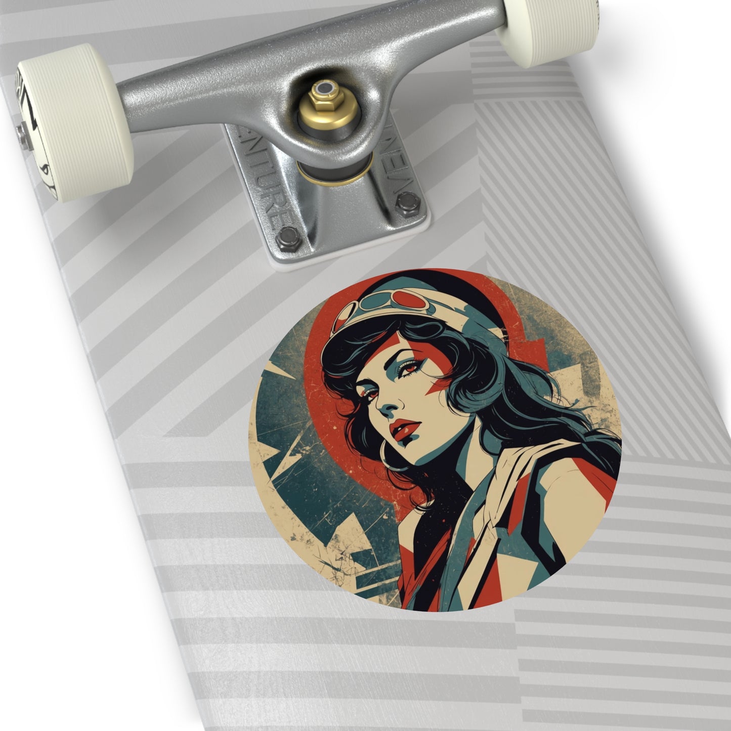 CHIC - Retro Pop Art Woman Round Vinyl Sticker — 14
