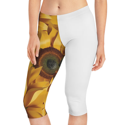 SUNFLOWER LEGGINGS - Women's Capri Leggings (AOP)