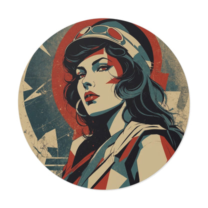 CHIC - Retro Pop Art Woman Round Vinyl Sticker — 14