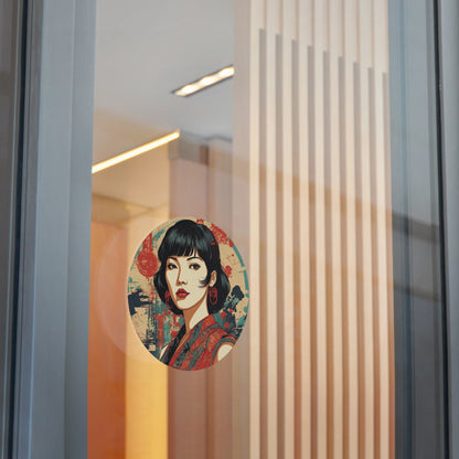 CHIC - Retro Pop Art Woman Round Vinyl Sticker — 6