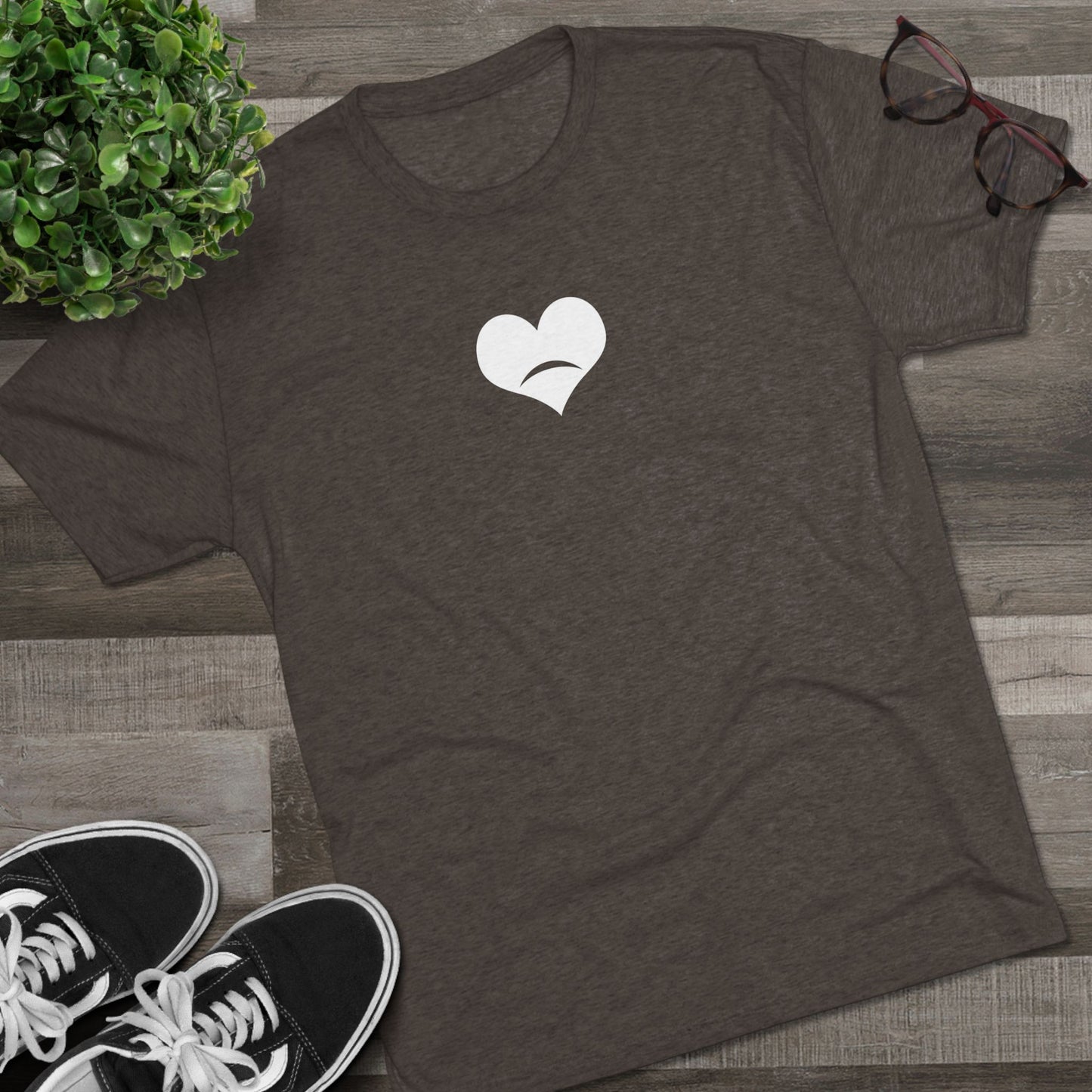 -HEART FROWN WHITE- Unisex Tri-Blend Crew Tee