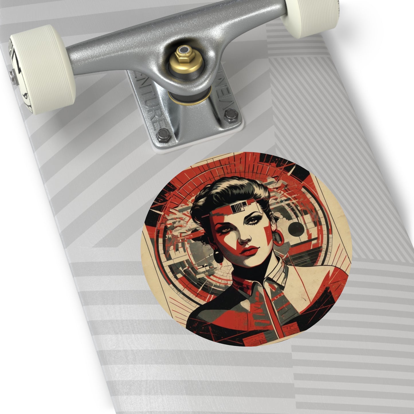 CHIC - Retro Pop Art Woman Round Vinyl Sticker — 4