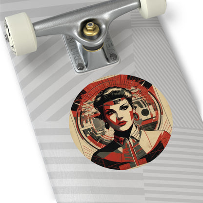 CHIC - Retro Pop Art Woman Round Vinyl Sticker — 4