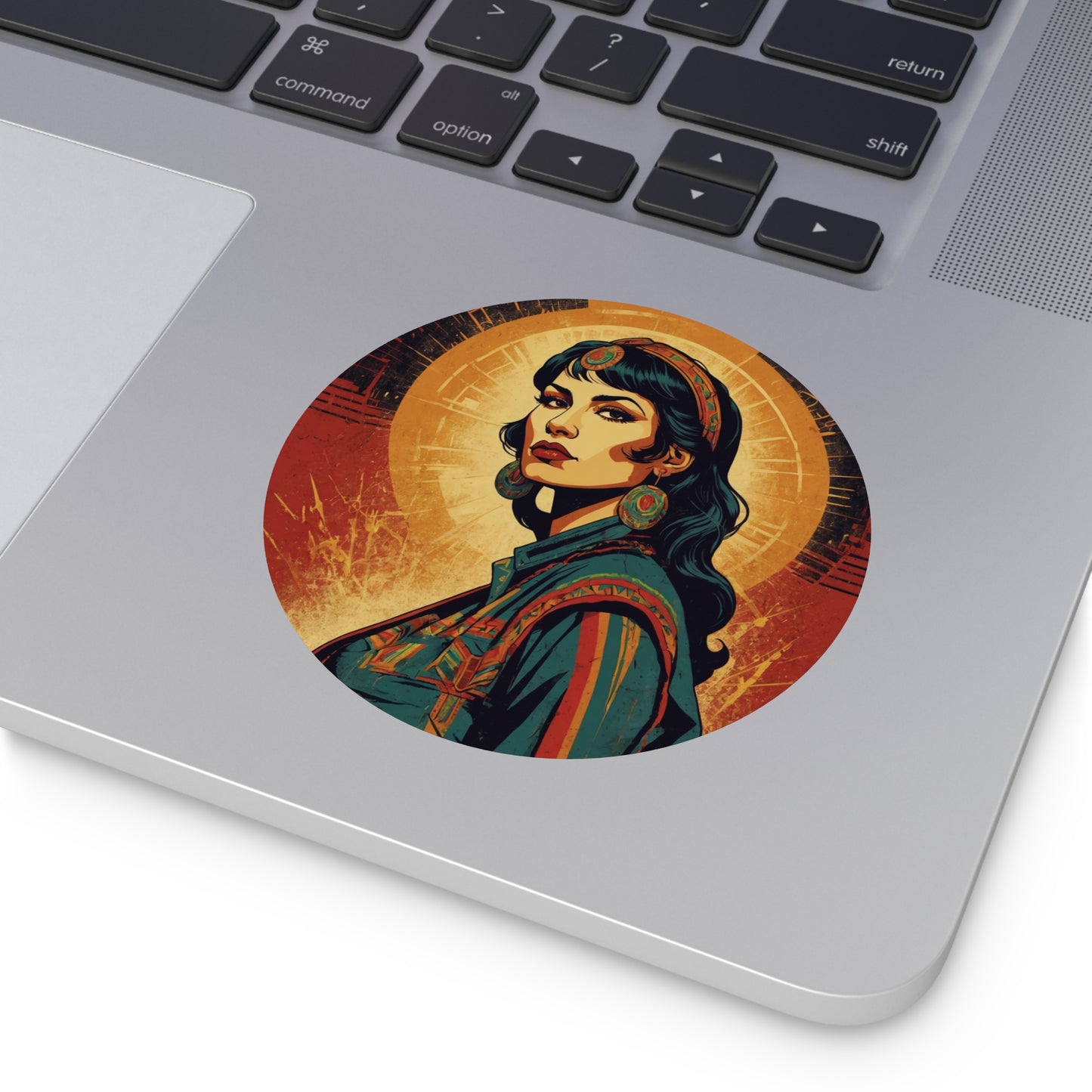 CHIC - Retro Pop Art Woman Round Vinyl Sticker — 9
