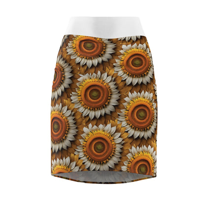 Sunflower Pattern Women's Pencil Skirt - Floral Chic Fashion